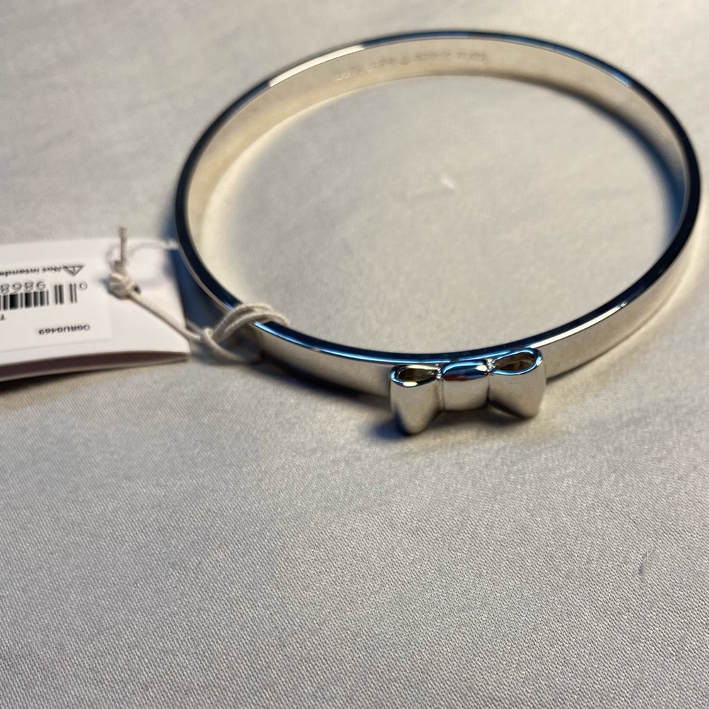 NWT Kate Spade Silver Bangle Bracelet with Bow Detail